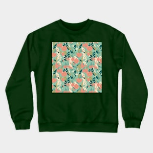 Peach, pink and green pastel wildflowers pattern Crewneck Sweatshirt